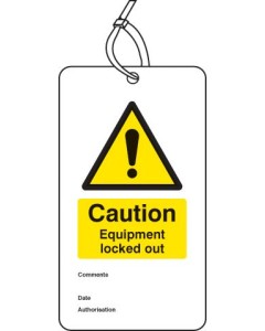 Caution Equipment Locked Out Double Sided Safety Tags - Pack of 10 | 80mm x 150mm | Matt PVC