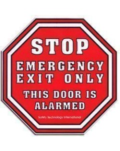 STOP This Door is Alarmed, Emergency Exit Only Sign